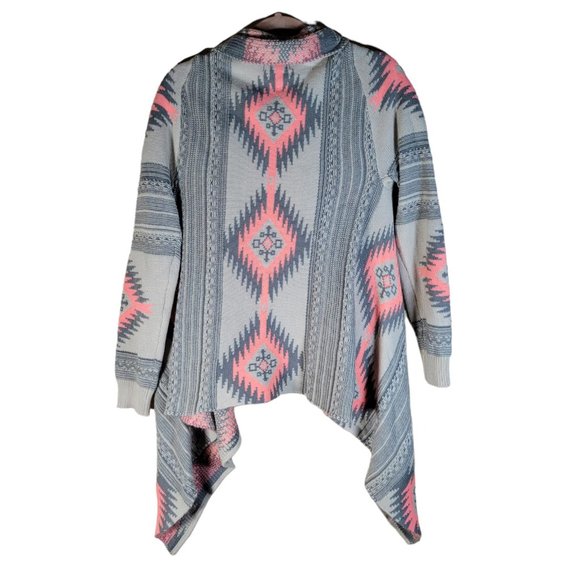 Dreamers Multicolor Gray Aztec Southwest Open Cardigan Sweater Women Size S/M - Picture 2 of 10